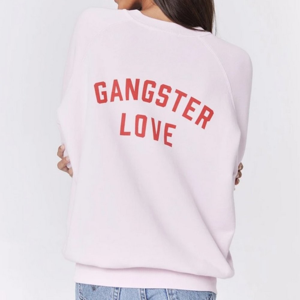 Pink Gangster Love Classic Crew Sweatshirt Sz S